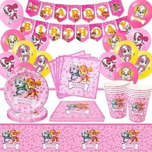 Décoration d'anniversaire 62 pièces : ballons, nappe, assiettes, tasses, serviettes et bannière thématique