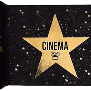 Chemin de table cinéma star hollywood noir et or pour décoration de mariage et événements festifs