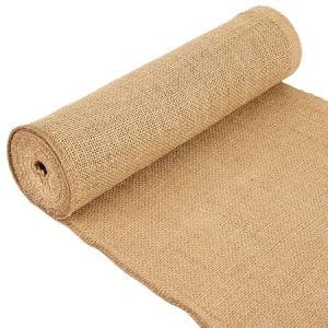 Chemin de table en toile de jute naturel 30cm x 5m, bords cousus pour décoration de mariage et fêtes