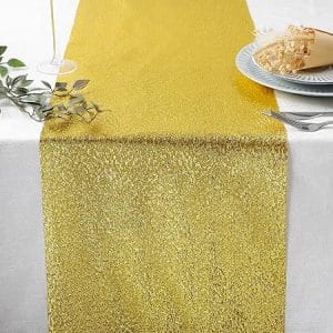 Chemin de table doré métallisé 28cm x 5m, accessoire chic pour mariages, anniversaires, fêtes et célébrations